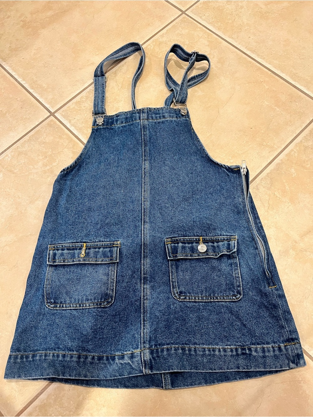 Edikted Dark Blue Denim Overall Dress
